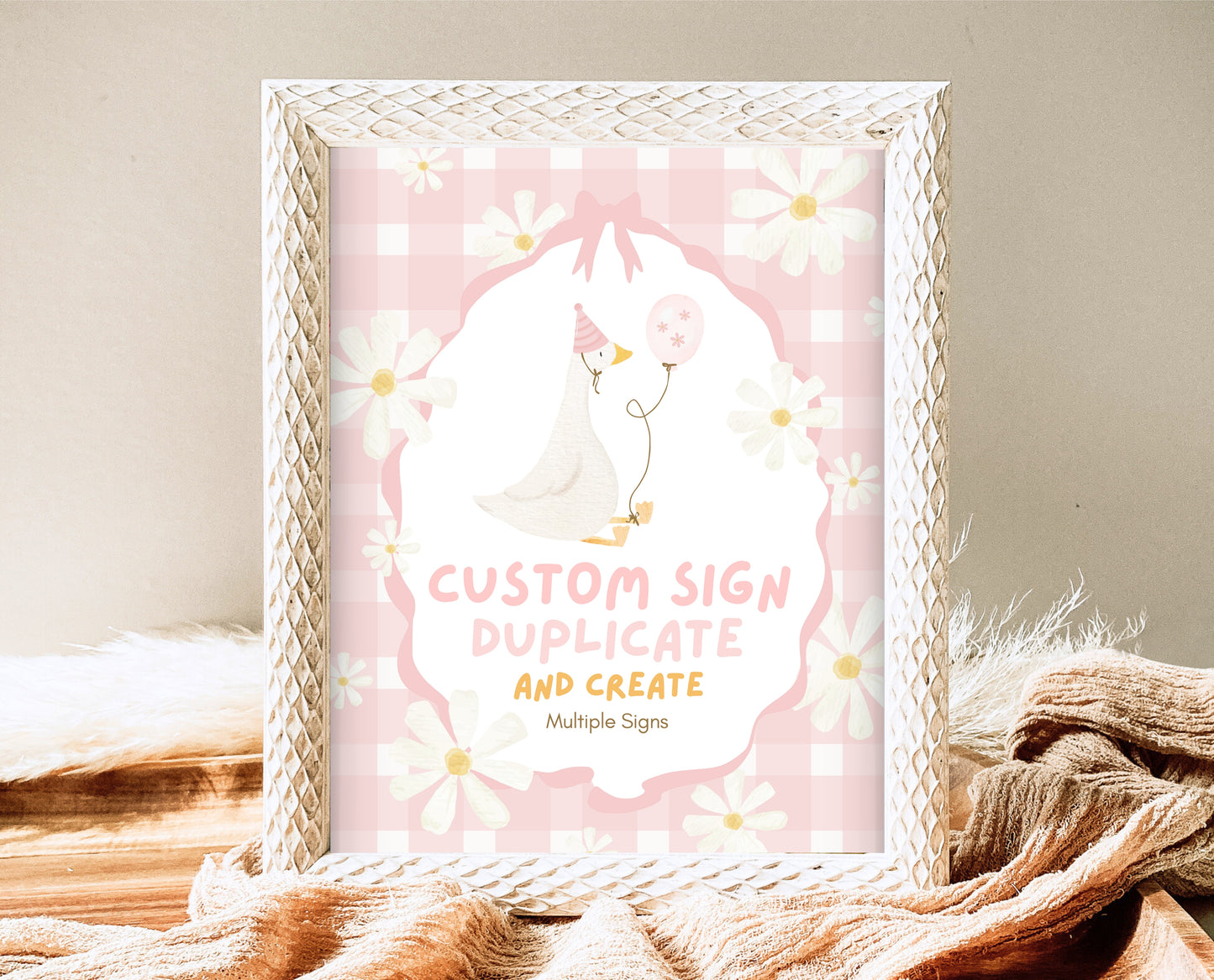 Editable One Silly Goose Birthday Custom Sign, Girl 1st Birthday Sign, Pink Printable Sign, Goose First Birthday Custom Banner Sign, EPC03