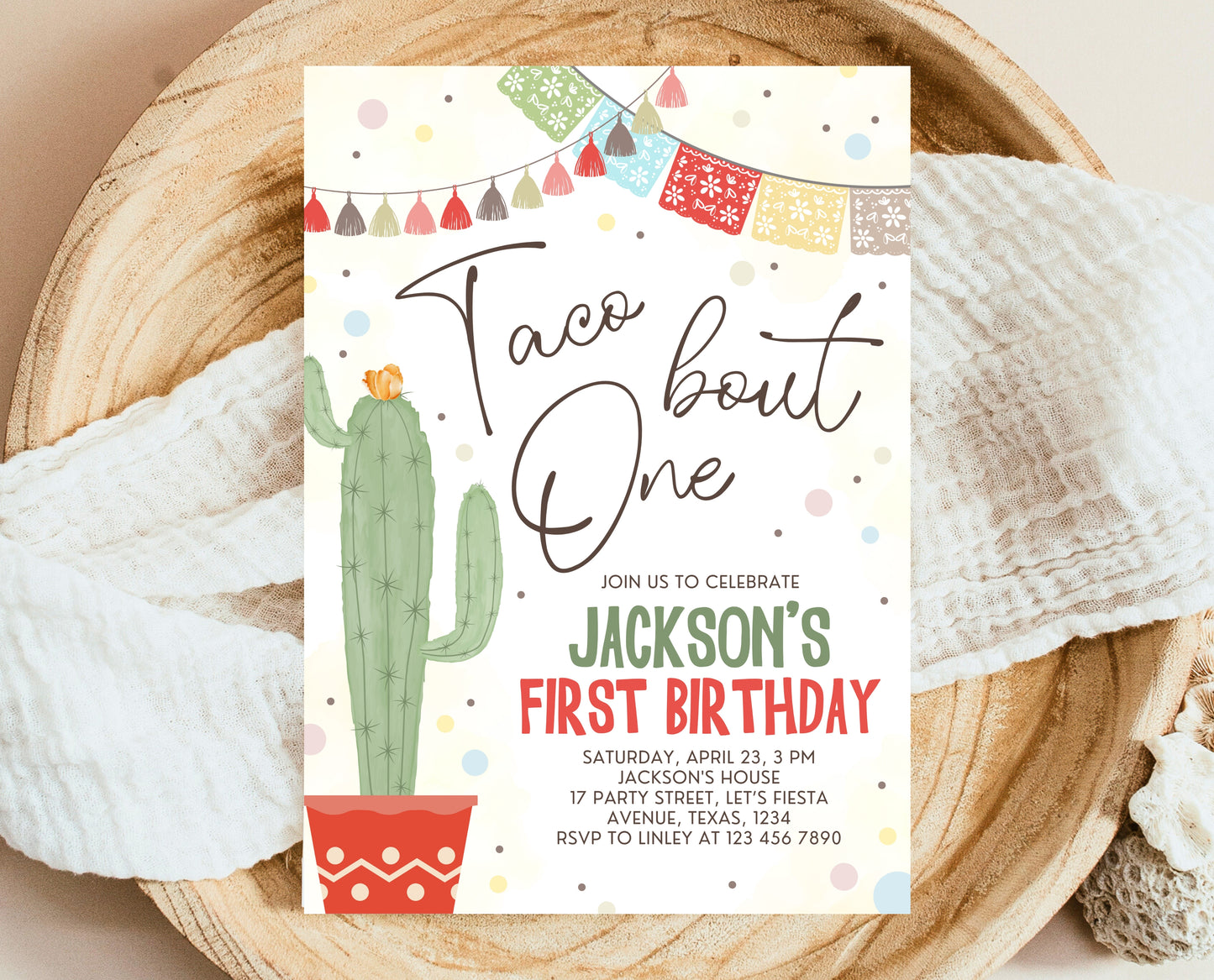 Editable Fiesta Taco Bout One Birthday Invitation, 1st Fiesta Birthday, Cactus Mexican Invite, Boy, Girl, Instant Download, Printable, BBP05