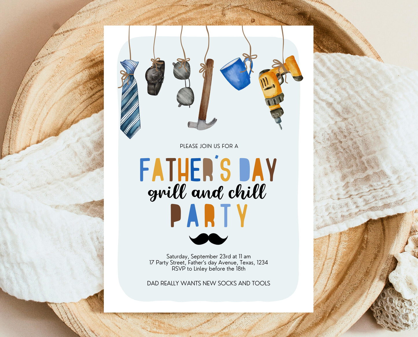 Editable Father's Day Invitation, Printable Minimalist Fathers Day Invitation, Fathers Day BBQ Invite, Father's Day Invite, Instant Download