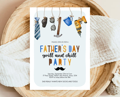 Editable Father's Day Invitation, Printable Minimalist Fathers Day Invitation, Fathers Day BBQ Invite, Father's Day Invite, Instant Download