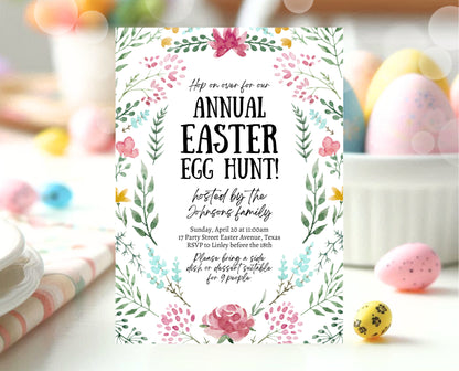 Editable Floral Easter Brunch Invitation, Printable Easter Party Invitation, Wildflower Easter Invite, Boho Floral Easter Brunch Invitation