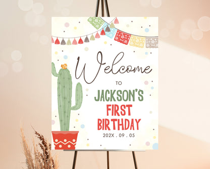 Editable Fiesta Taco Bout Birthday Welcome Sign, Fiesta 1st Birthday, Cactus Mexican Decor, Boy, Girl, Instant Download, Printable, BBP05