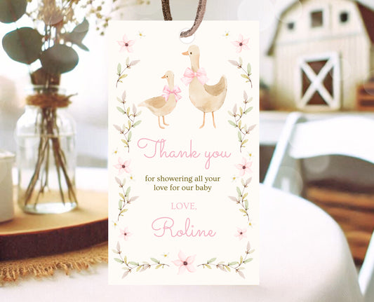 Editable Goose Baby Shower Favor Tag, A Silly Goose Baby Shower Thank You Tag, Floral Whimsical Goose Tag, Easter Baby Shower Decor, EPC01