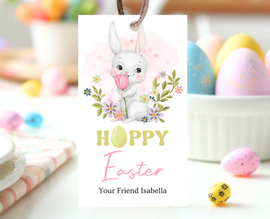 Editable Happy Easter Gift Tag, Hoppy Easter Gift Tag, Easter Friend Tag, Teacher Classroom Tag, Easter Treat Gift Tag, Instant Download