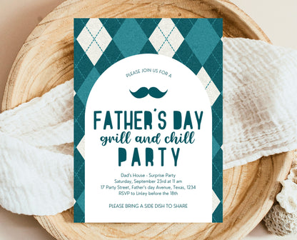 Editable Father's Day Invitation, Printable Minimalist Fathers Day Invitation, Fathers Day BBQ Invite, Father's Day Invite, Instant Download