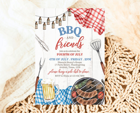 Editable 4th Of July BBQ Invitation, Independence Day BBQ Invite, American Barbeque Invitation, July 4th BBQ Invite, July Fourth Invitation