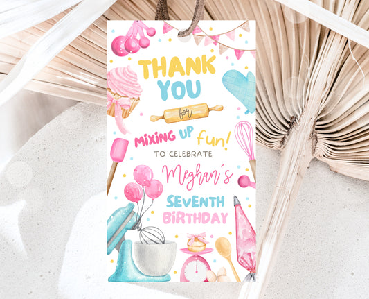 Editable Custom Birthday Favor Tag Fully Editable Kids Cooking Party Thank You Tag Chef Party Label Pink Baking Party Gift Tag Instant Download GBP50