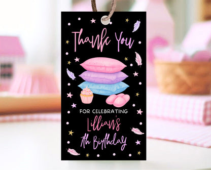 Editable Slumber Party Favor Tag Thank You Gift Tag Spa Sleepover Glamping Theme Tween Teen Printable Template Instant Download GBP53