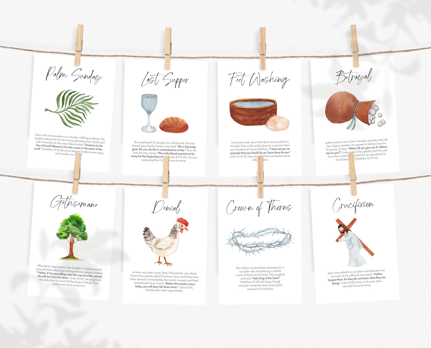 Editable Resurrection Study Cards, Printable Easter Story Cards, LDS Easter Advent Cards, First Easter Scripture, Holy Week Cards, EPC17