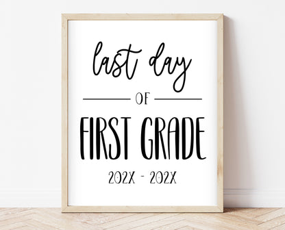 Editable Last Day of First Grade Sign, Printable 1st Grade Class Sign, Minimalist Elementary School Sign, Final Day Sign, Instant Download