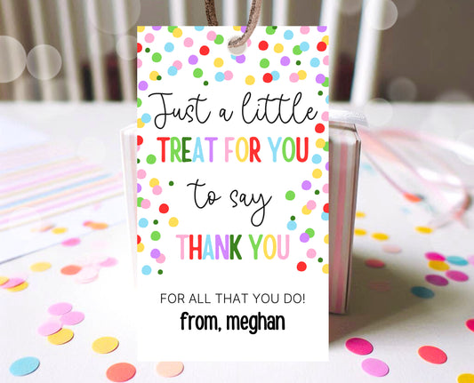 Editable Teacher Appreciation Tag, Teacher Confetti Gift Tag, Thank You Gift Tag, End of School Year Appreciation Week, Digital, Printable