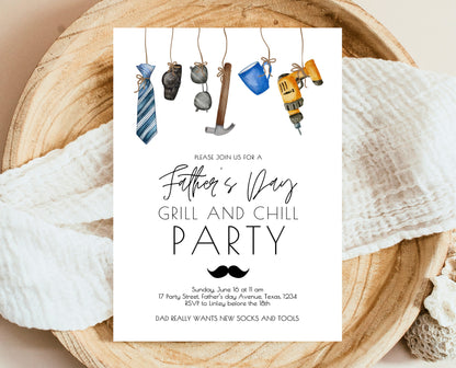 Editable Father's Day Invitation, Printable Minimalist Fathers Day Invitation, Fathers Day BBQ Invite, Father's Day Invite, Instant Download