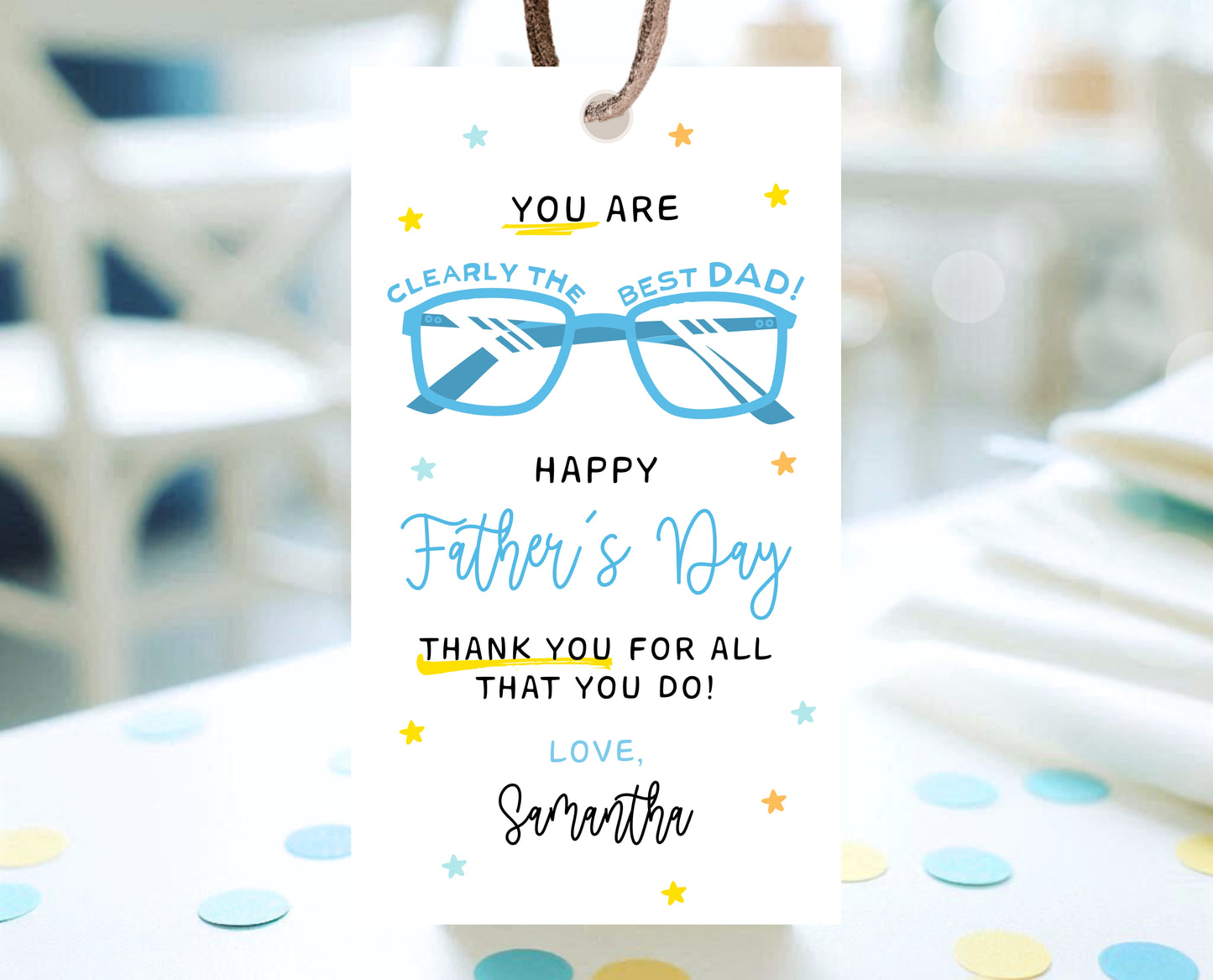 Editable Father's Day Glasses Gift Tag, Printable You Are Clearly The Best Dad Tag, Fathers Day Tag, Happy Father's Day, Instant Download