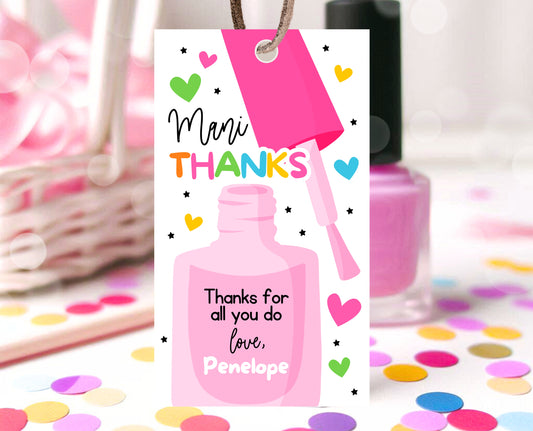 Editable Nail Polish Appreciation Gift Tag, Printable Mani Thanks Teacher Staff Favor Tag, Editable Manicure Thank You Tag, Instant Download