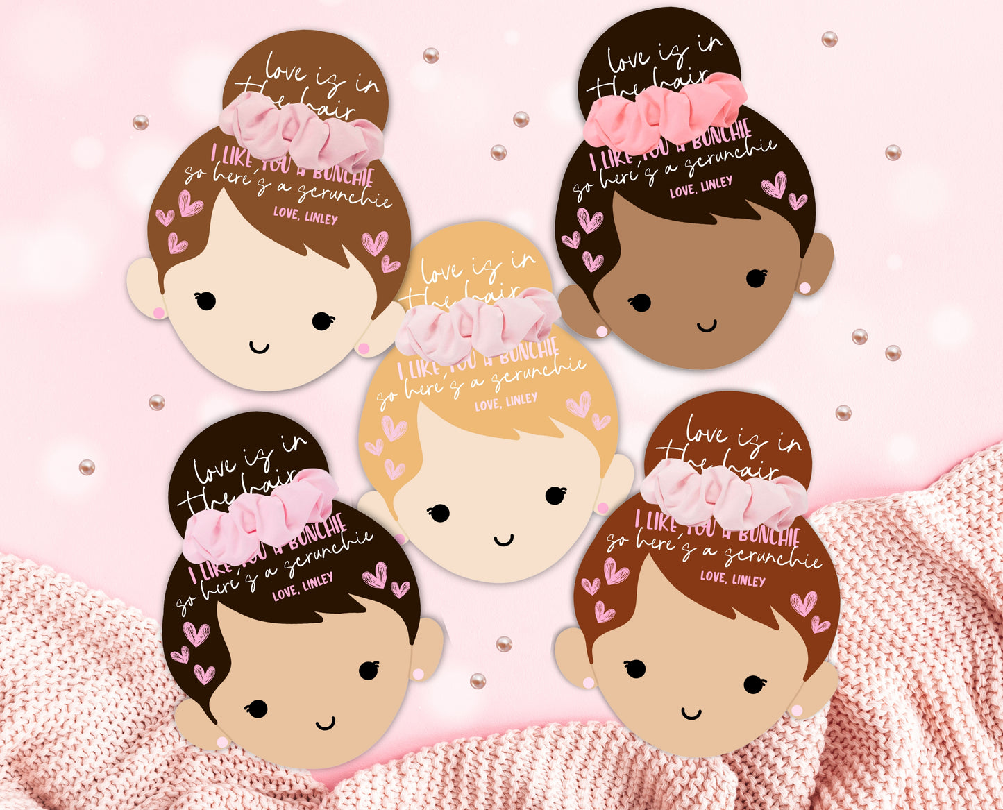 Editable Valentine Srunchie Tag, Scrunchie Labels, Classroom Valentine Cards, Scrunchie Favor Tag, Valentine's Day Card, Valentine Hair Gift