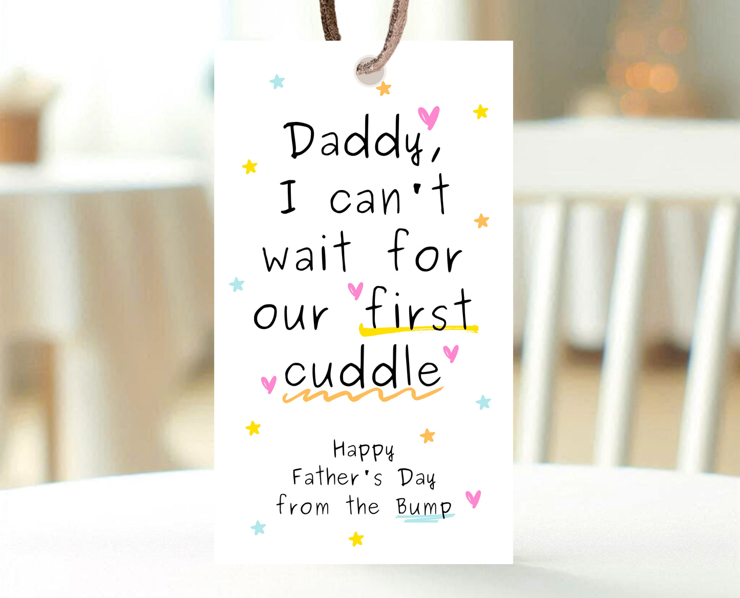 Editable From The Bump Father's Day Gift Tag, Printable I Can't Wait For Our First Cuddle Favor Tag, Fathers Day Gift Tag, Instant Download