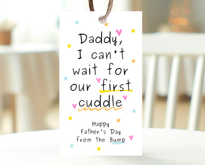 Editable From The Bump Father's Day Gift Tag, Printable I Can't Wait For Our First Cuddle Favor Tag, Fathers Day Gift Tag, Instant Download