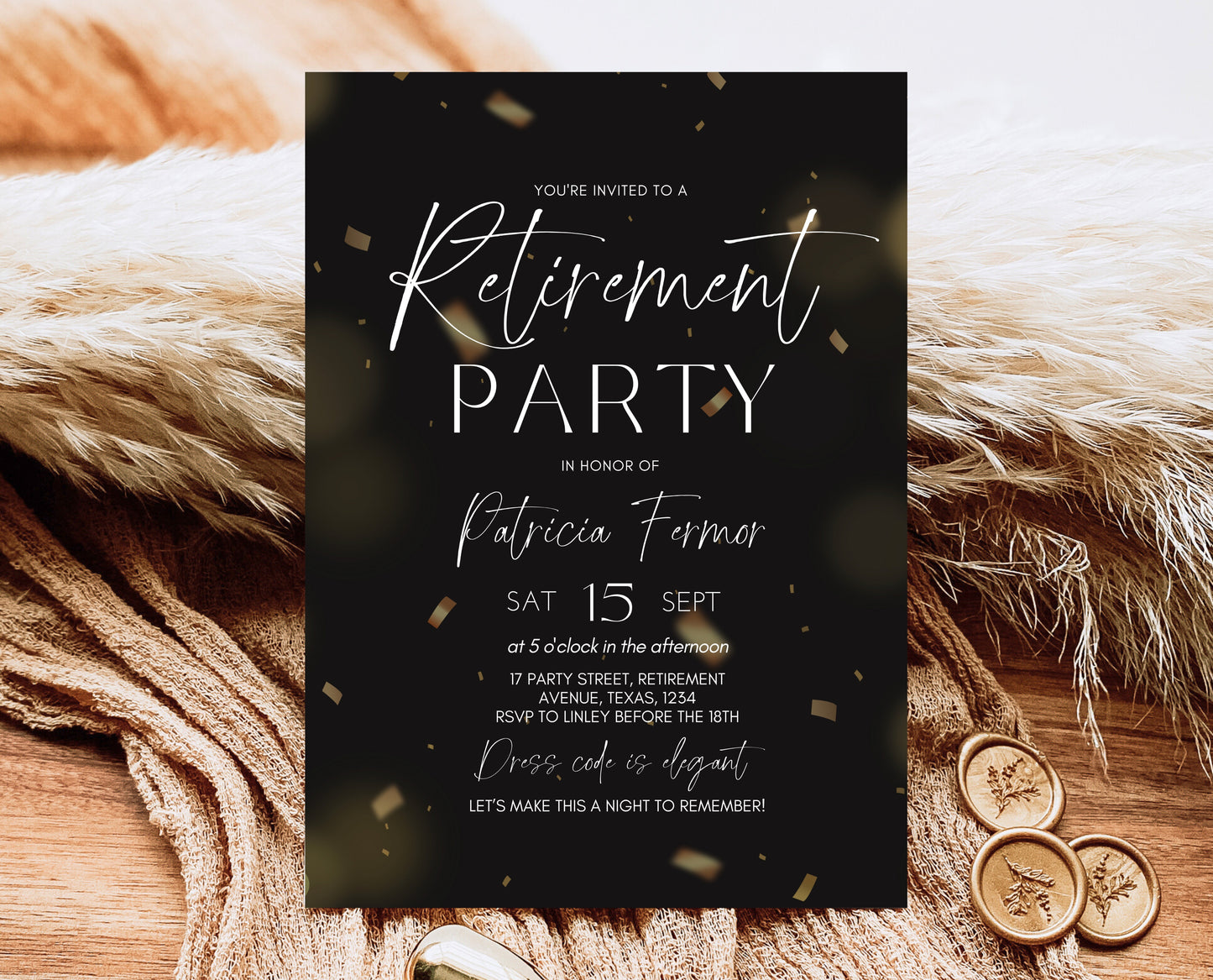 Editable Retirement Party Invitation, Retirement Invitation, Modern Retirement Invite, Minimalist Retirement Party Invite, Instant Download