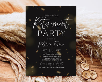 Editable Retirement Party Invitation, Retirement Invitation, Modern Retirement Invite, Minimalist Retirement Party Invite, Instant Download
