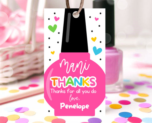 Editable Nail Polish Appreciation Gift Tag, Printable Mani Thanks Teacher Staff Favor Tag, Editable Manicure Thank You Tag, Instant Download