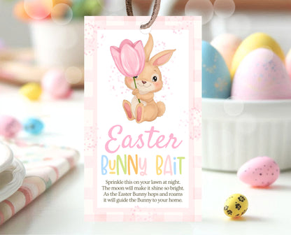 Editable Easter Bunny Bait Tag, Easter Bunny Food Tag, Easter Basket Party Favor Tag, Easter Classroom Gift Tag, Pink Tag, Instant Download,
