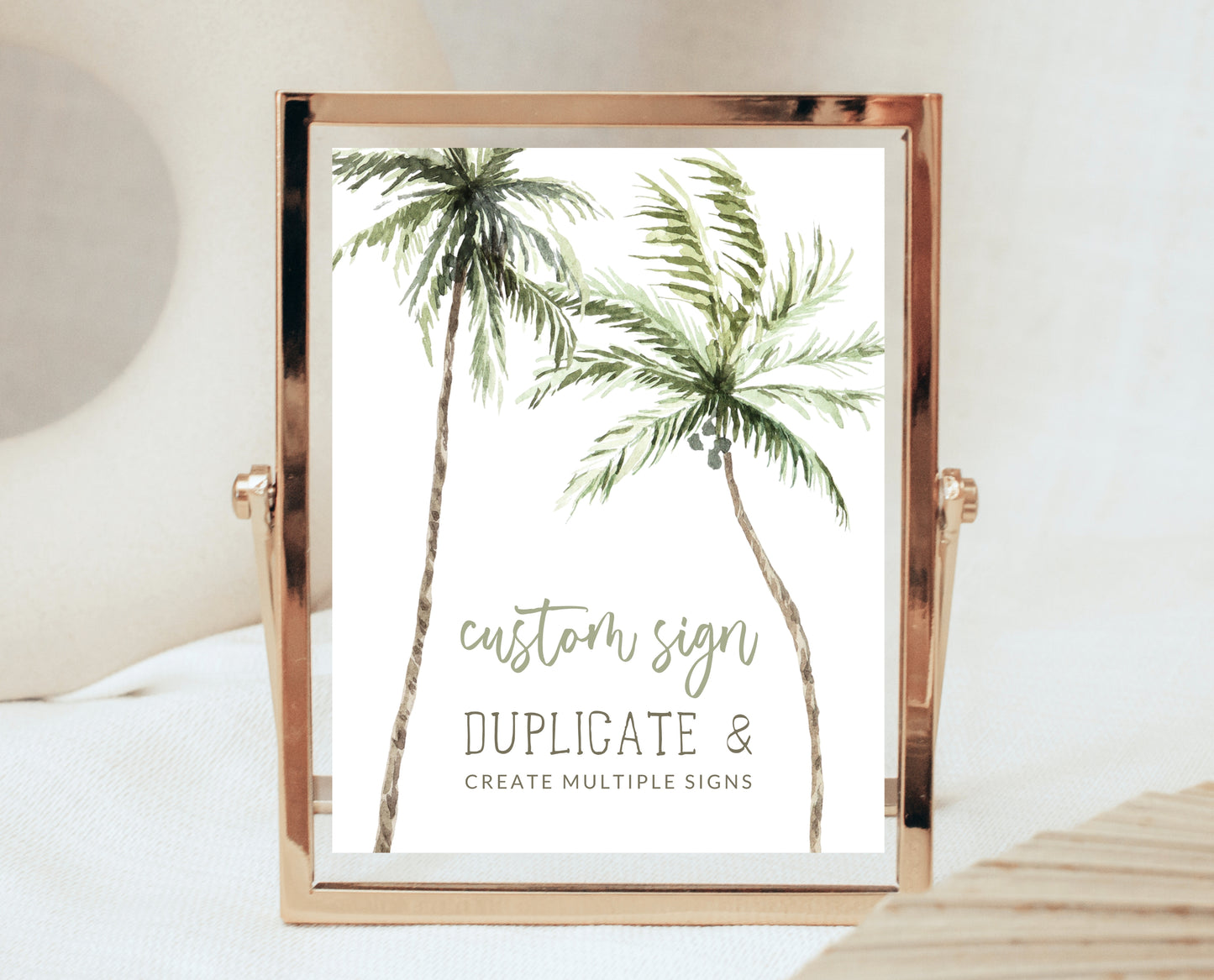 Editable Custom Palm Birthday Sign Poster Banner or Table Sign Summer Beach Party Decor Palm Tree Printable Download Fully Customisable AB11
