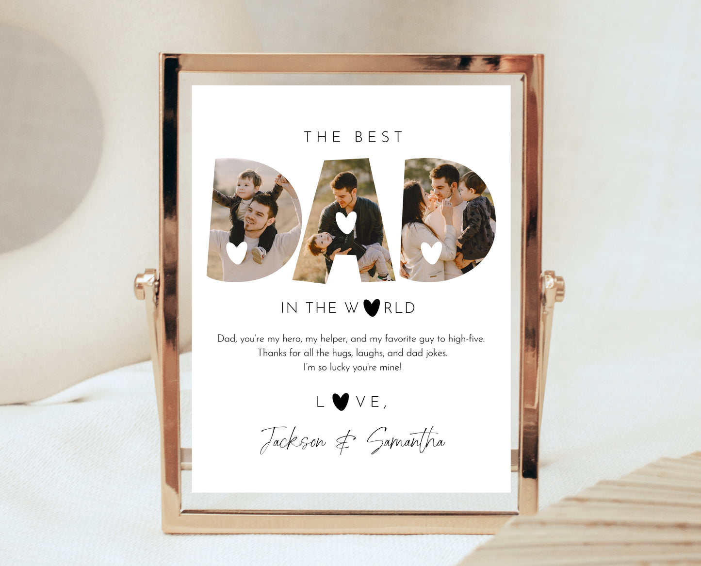 Editable Modern Father's Day Photo Sign, Printable Minimalist Father's Day Sign, Fathers Day Gift Sign, Happy Father's Day, Instant Download