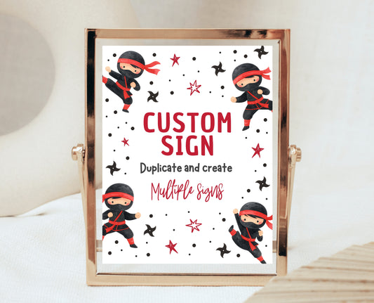 Editable Ninja Party Custom Sign Karate Birthday Poster Martial Arts Warrior Theme Printable Table Sign Digital Any Text Download BBP19