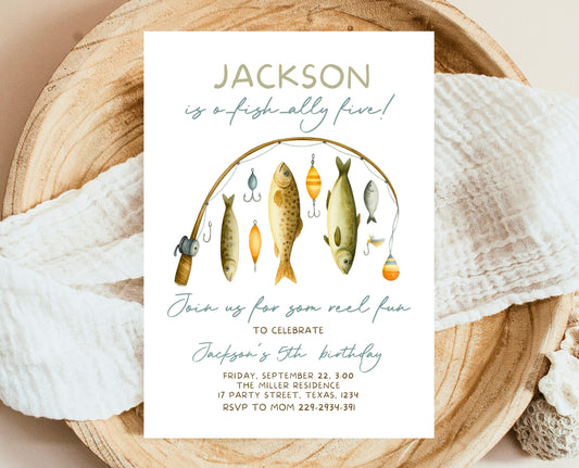 Editable Fishing Birthday Invite O Fish Ally The Big One Gone Fishing Boy Template Printable Digital Outdoor Party Instant Download BBP18