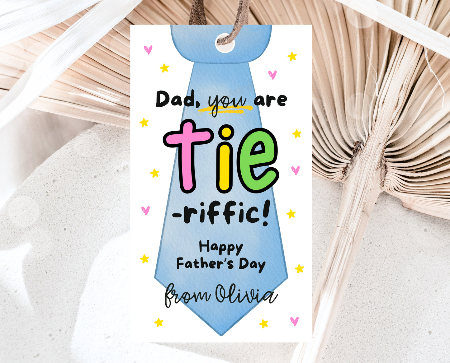 Editable Father's Day Tie Gift Tag, Printable You Are Tie-riffic Favor Tag, Fun Tag for Dad, Suit Tie Fathers Day Gift Tag, Instant Download