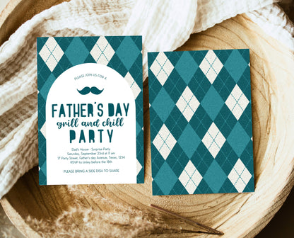 Editable Father's Day Invitation, Printable Minimalist Fathers Day Invitation, Fathers Day BBQ Invite, Father's Day Invite, Instant Download