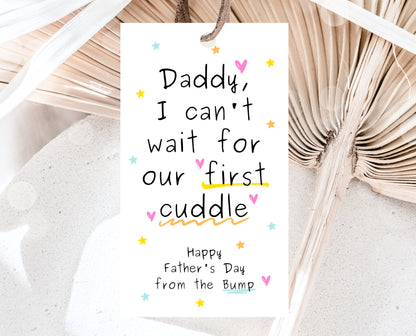 Editable From The Bump Father's Day Gift Tag, Printable I Can't Wait For Our First Cuddle Favor Tag, Fathers Day Gift Tag, Instant Download