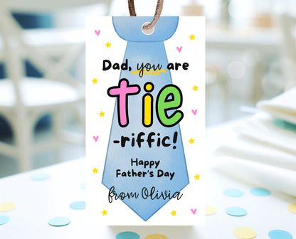 Editable Father's Day Tie Gift Tag, Printable You Are Tie-riffic Favor Tag, Fun Tag for Dad, Suit Tie Fathers Day Gift Tag, Instant Download