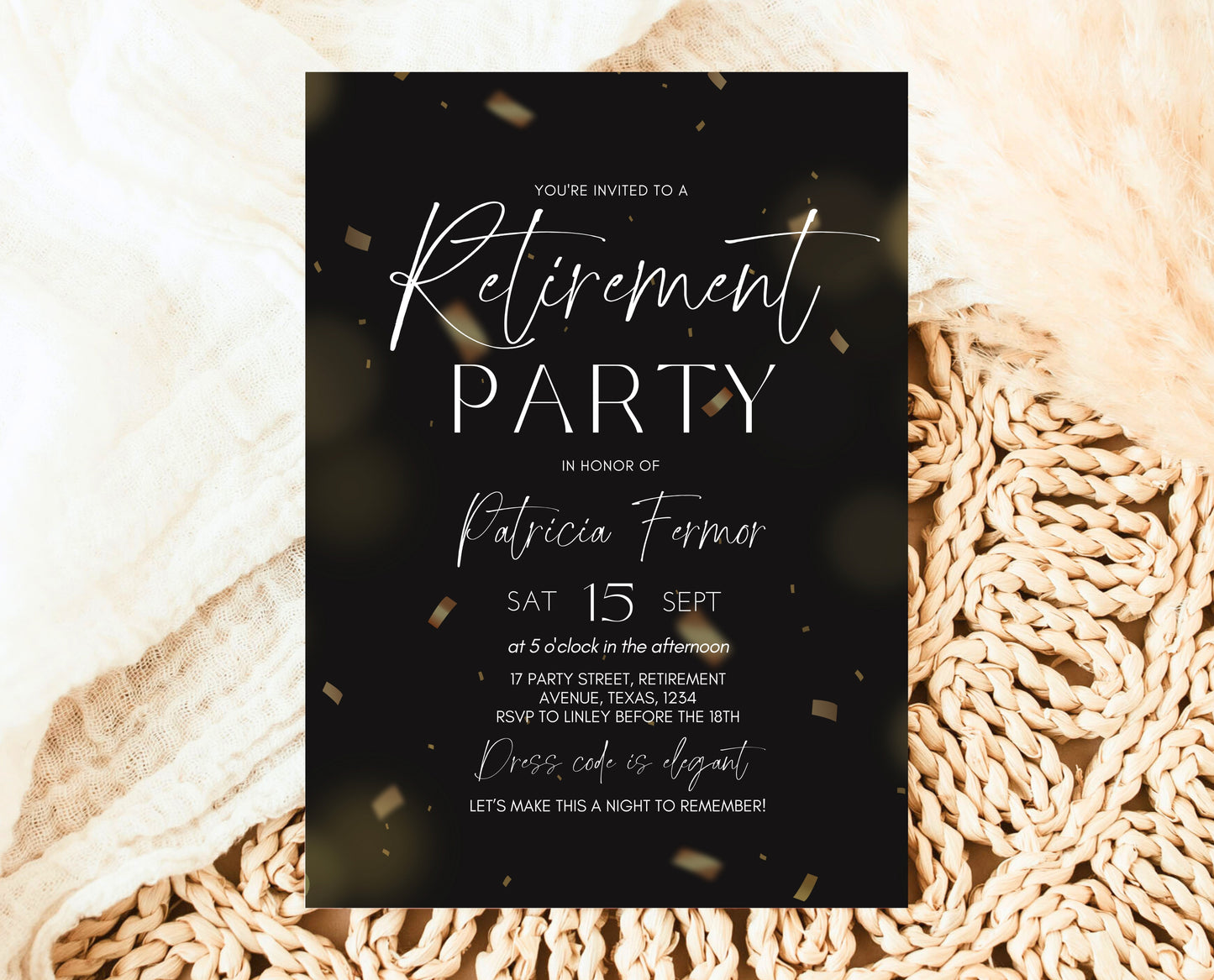 Editable Retirement Party Invitation, Retirement Invitation, Modern Retirement Invite, Minimalist Retirement Party Invite, Instant Download