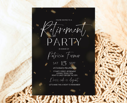 Editable Retirement Party Invitation, Retirement Invitation, Modern Retirement Invite, Minimalist Retirement Party Invite, Instant Download