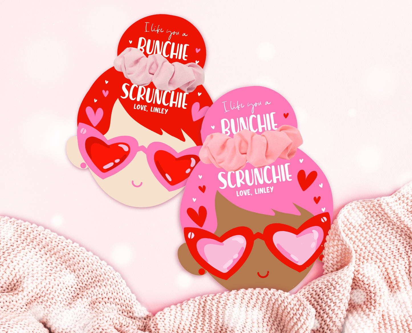 Editable Valentine Srunchie Tag, Scrunchie Labels, Classroom Valentine Cards, Scrunchie Favor Tag, Valentine's Day Card, Valentine Hair Gift