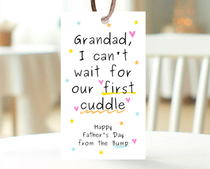 Editable From The Bump Grandad Father's Day Gift Tag, Printable I Can't Wait For Our First Cuddle Favor Tag, Dad Gift Tag, Instant Download