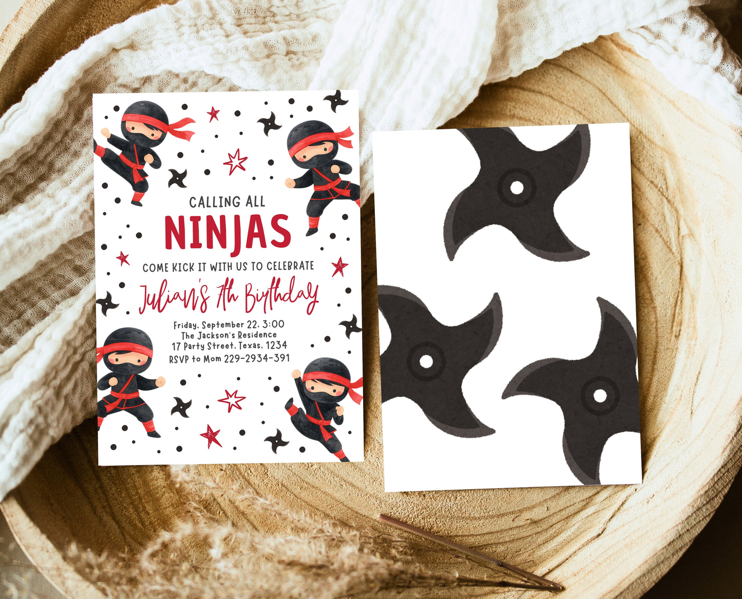 Editable Ninja Birthday Invitation Karate Warrior Party Martial Arts Theme Printable Digital Kids Boy Girl Instant Download Invite BBP19