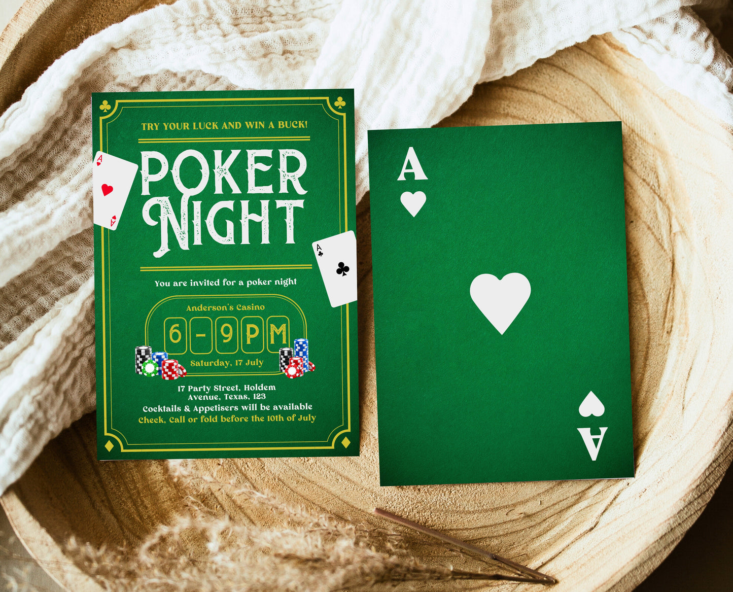 Editable Poker Night Invitation Casino Birthday Party Invite Digital Template Instant Download Printable Vegas Theme Game Night Card
