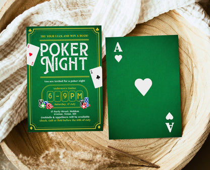 Editable Poker Night Invitation Casino Birthday Party Invite Digital Template Instant Download Printable Vegas Theme Game Night Card
