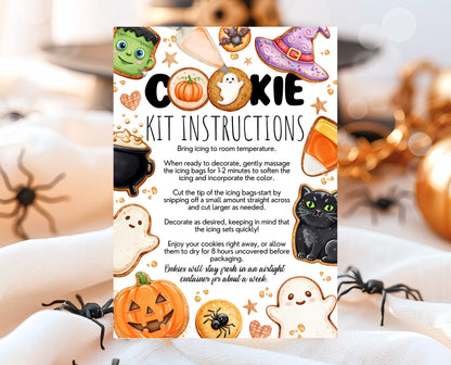 Editable Halloween Cookie Instructions Card Decorate Your Own Spooky Ghost Pumpkin Bat Kit DIY Trick Treat Printable Fall Instant Download