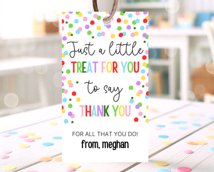 Editable Teacher Appreciation Tag, Teacher Confetti Gift Tag, Thank You Gift Tag, End of School Year Appreciation Week, Digital, Printable