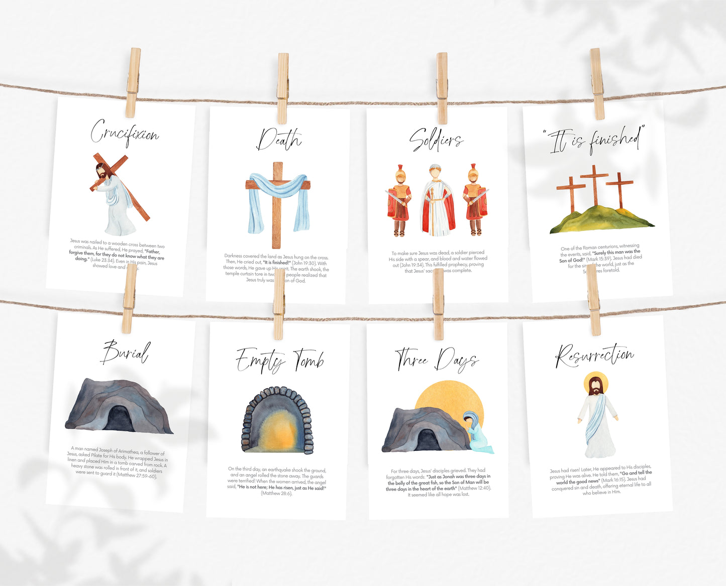 Editable Resurrection Study Cards, Printable Easter Story Cards, LDS Easter Advent Cards, First Easter Scripture, Holy Week Cards, EPC17