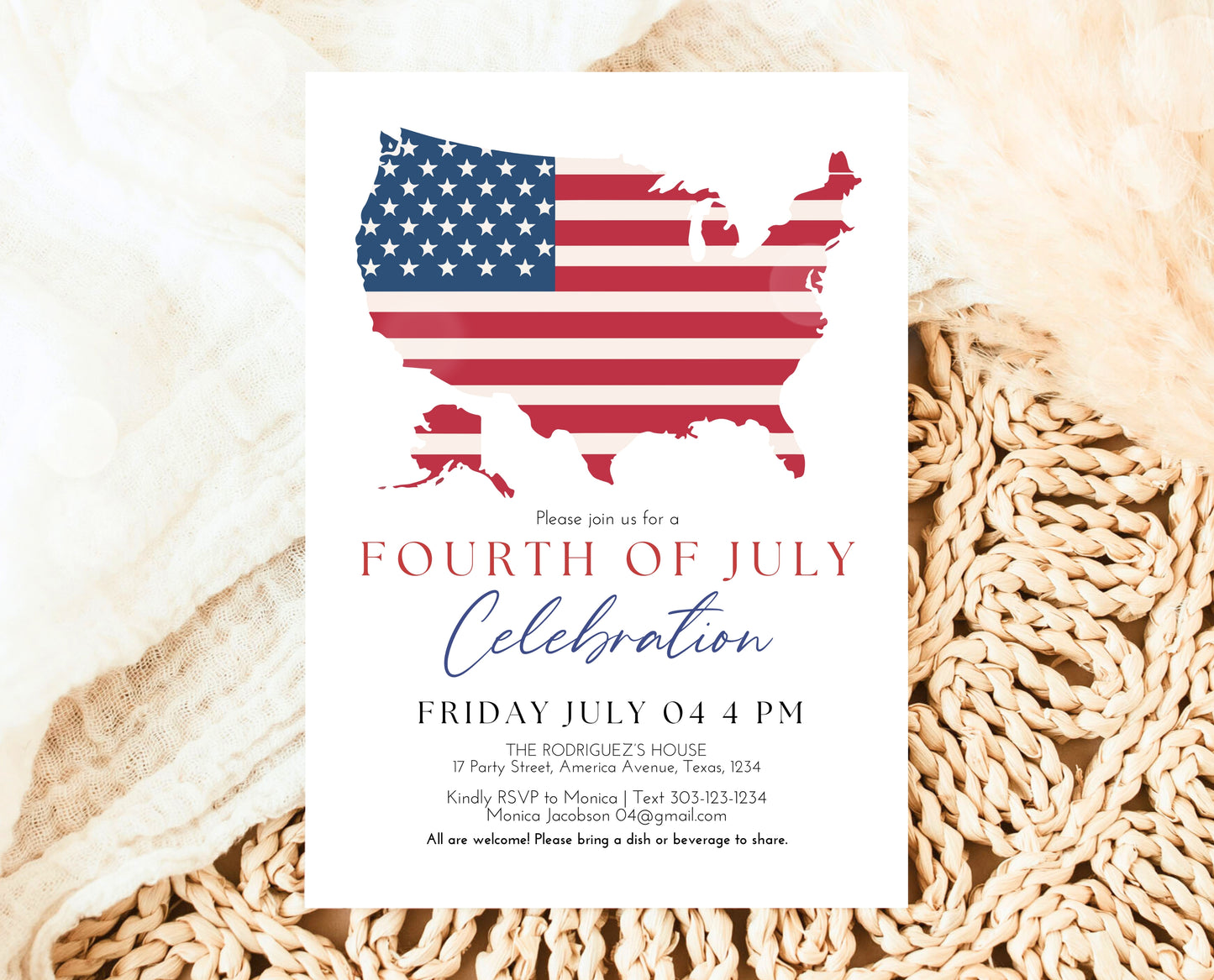 Editable 4th Of July Invitation, Independence Day Invitation, American Barbeque Invitation, July 4th BBQ Invite, Modern July Fourth Invite