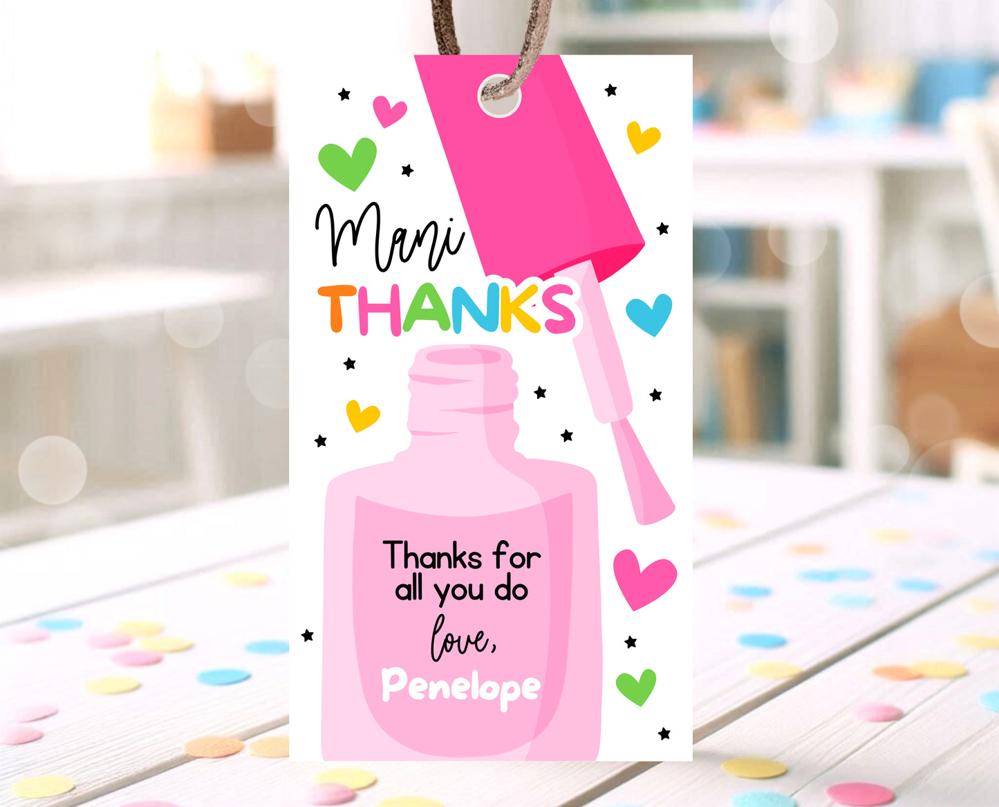 Editable Nail Polish Appreciation Gift Tag, Printable Mani Thanks Teacher Staff Favor Tag, Editable Manicure Thank You Tag, Instant Download