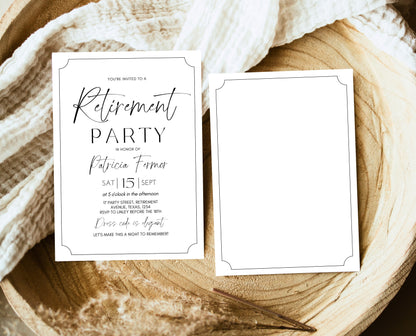Editable Retirement Party Invitation, Retirement Invitation, Modern Retirement Invite, Minimalist Retirement Party Invite, Instant Download