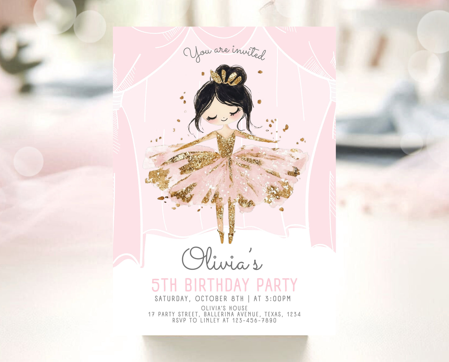 Editable Ballerina Birthday Invitation, Pink Ballet Birthday Invite, Ballet Dancer Party, Printable Ballet Invite, Instant Download, GBP49