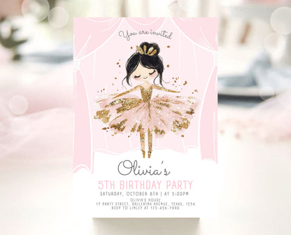 Editable Ballerina Birthday Invitation, Pink Ballet Birthday Invite, Ballet Dancer Party, Printable Ballet Invite, Instant Download, GBP49
