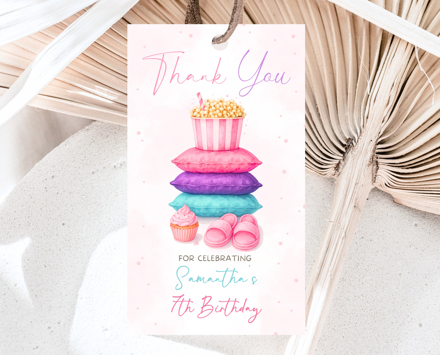 Editable Slumber Party Favor Tag Thank You Gift Tag Spa Sleepover Glamping Theme Tween Teen Printable Template Instant Download GBP52