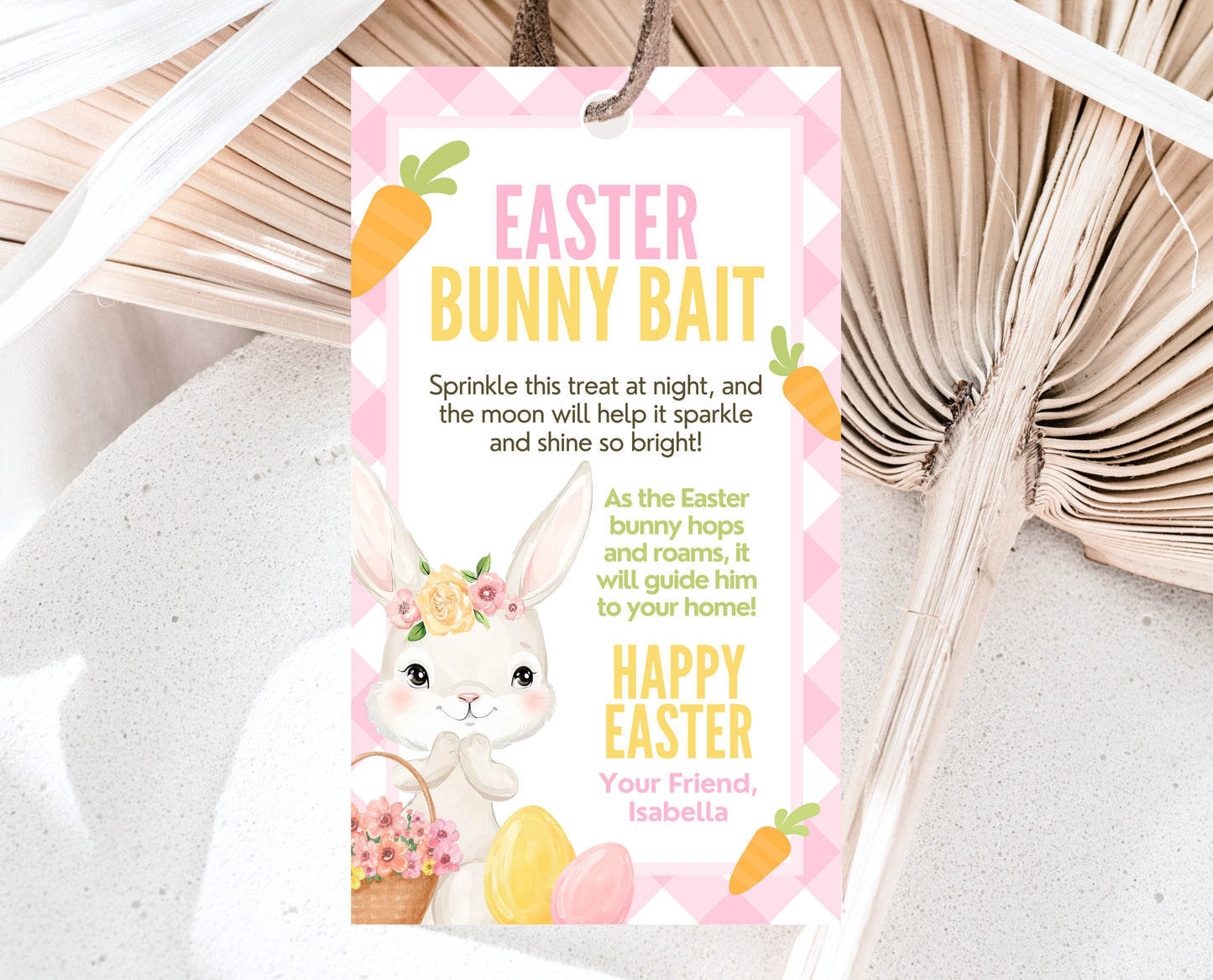 Editable Easter Bunny Bait Tag, Easter Bunny Food Tag, Easter Basket Party Favor Tag, Easter Classroom Gift Tag, Pink Tag, Instant Download
